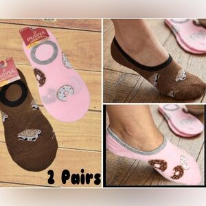 Juncture donut & Smore Women's Fashion no slip shoe Liner Socks 2 pack Size 5-9